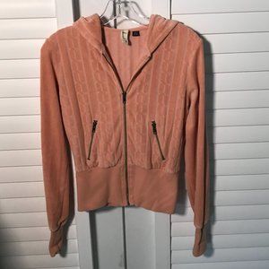 Volcom velvet cropped zip hoodie in spring peach S